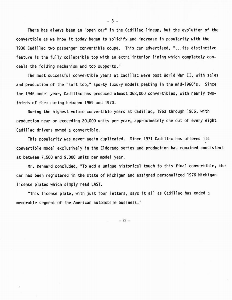 1976 Cadillac Convertible Press Release Page 3